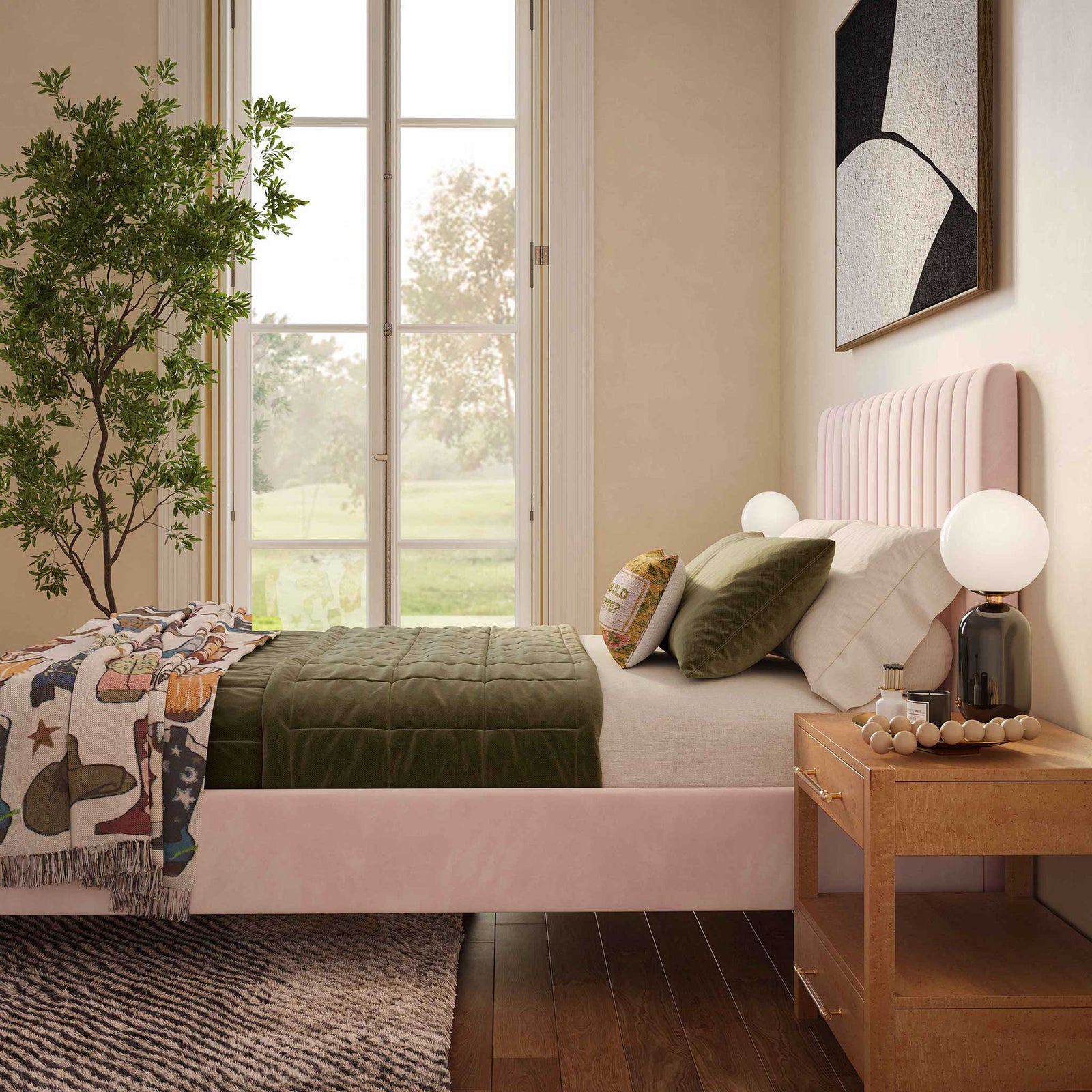 Angelina Velvet Bed Blush