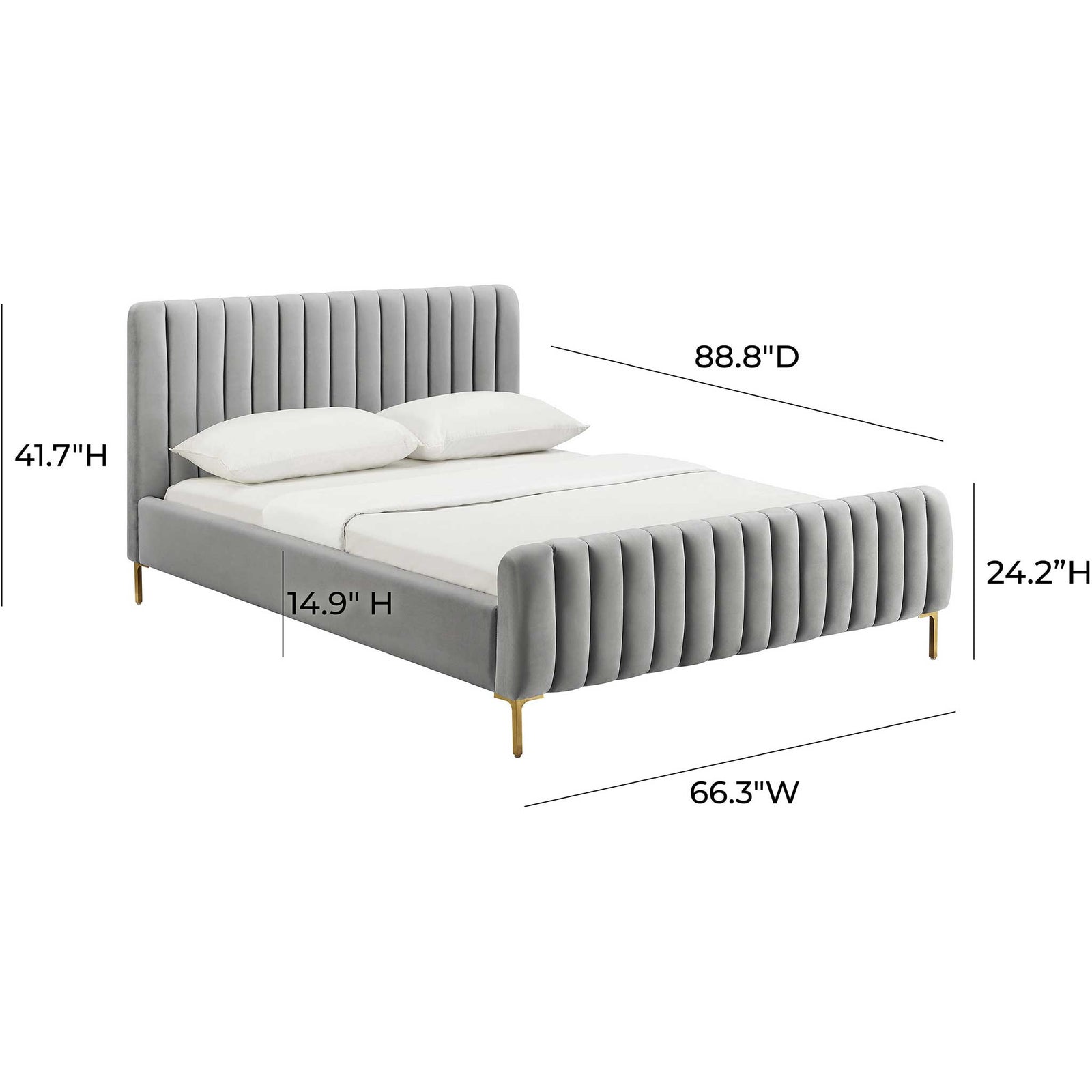 Angelina Velvet Bed Gray
