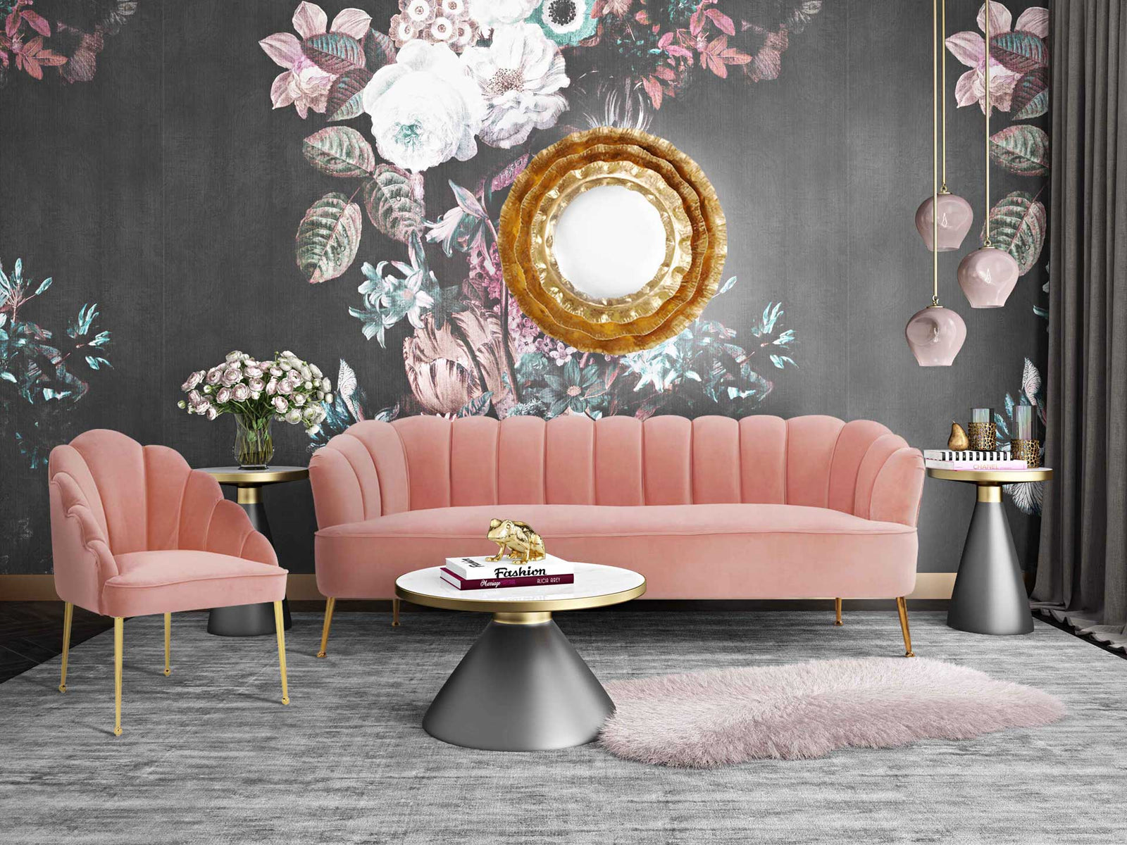 Dalton Velvet Sofa Blush