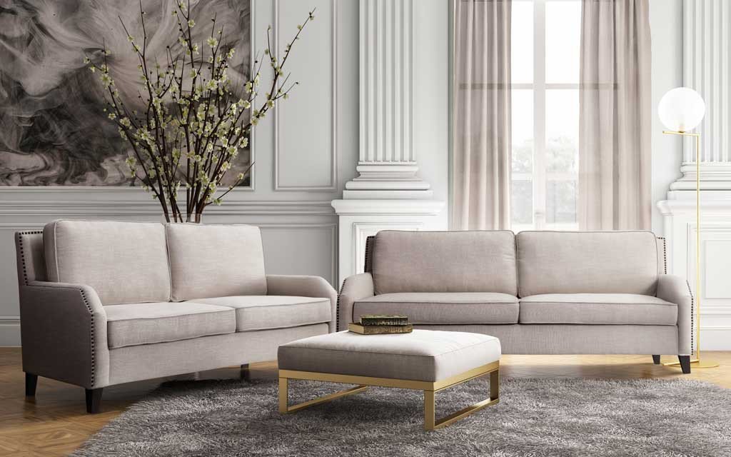Halluin Beige Linen Loveseat