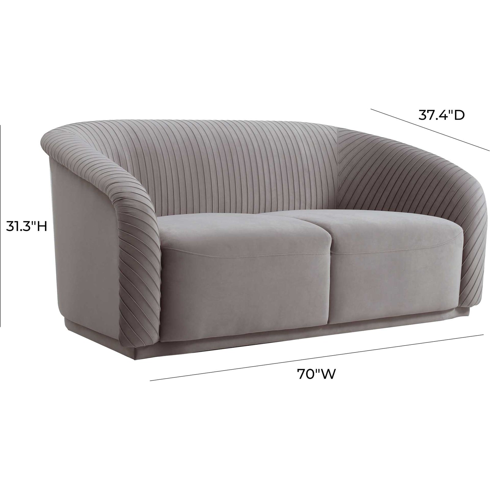 Yandel Pleated Velvet Loveseat Gray