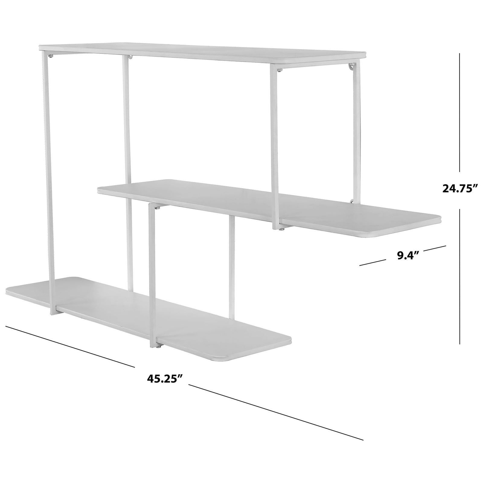 The white wall shelf measures 45.25 inches wide, 24.75 inches high, and 9.4 inches deep || WDC5001B || dimension_studio