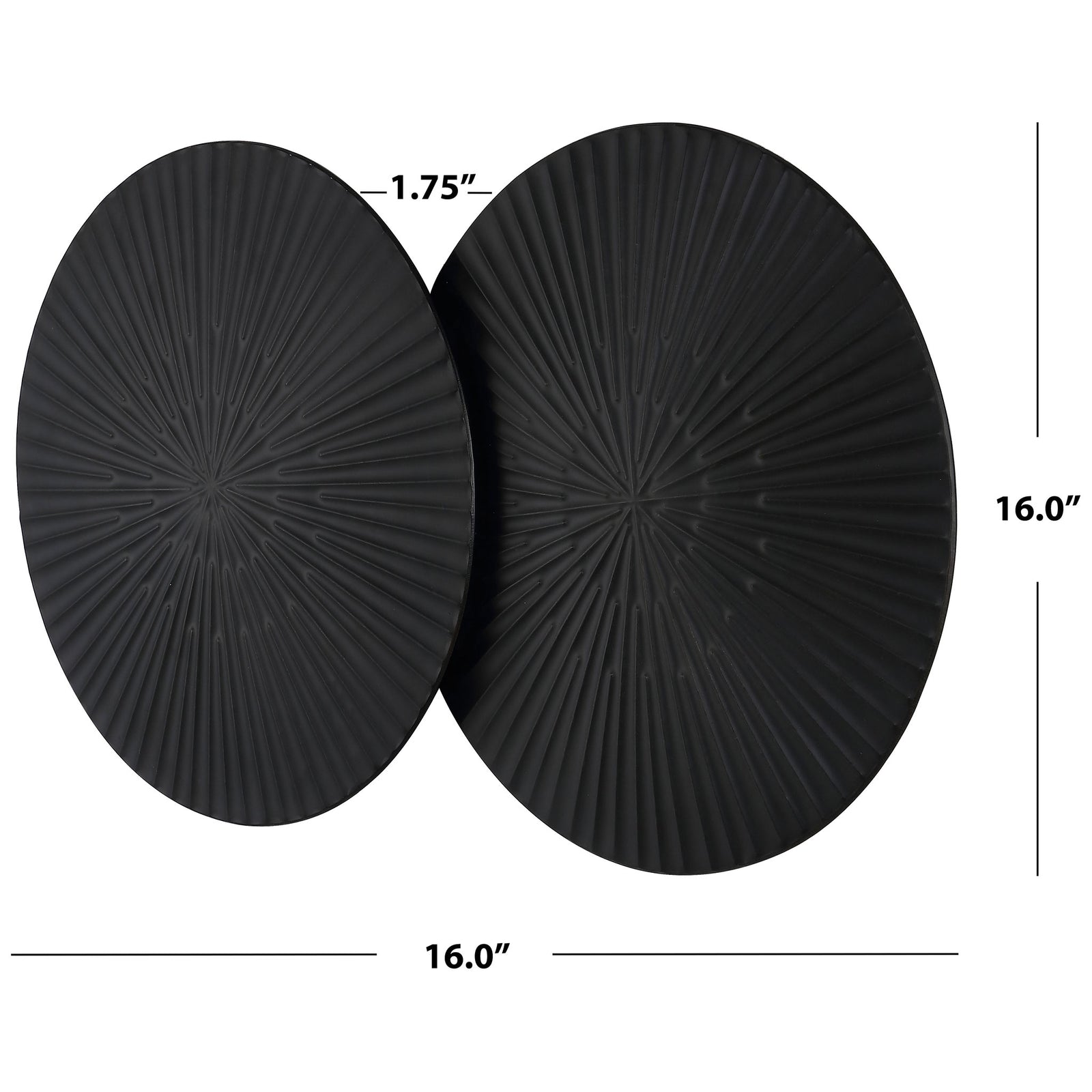 Two overlapping black disks make a 16-inch-tall sculptural wall accent. || WDC5012A || dimension_studio