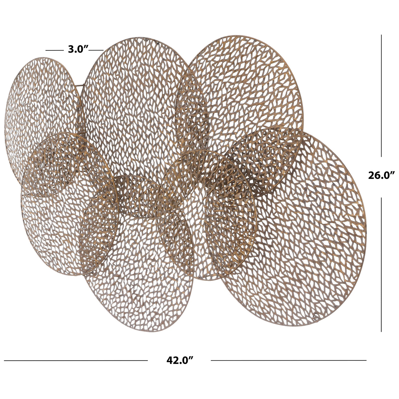Overlapping antique gold disks form a 42-inch-wide dimensional wall accent || WDC5014A || dimension_studio