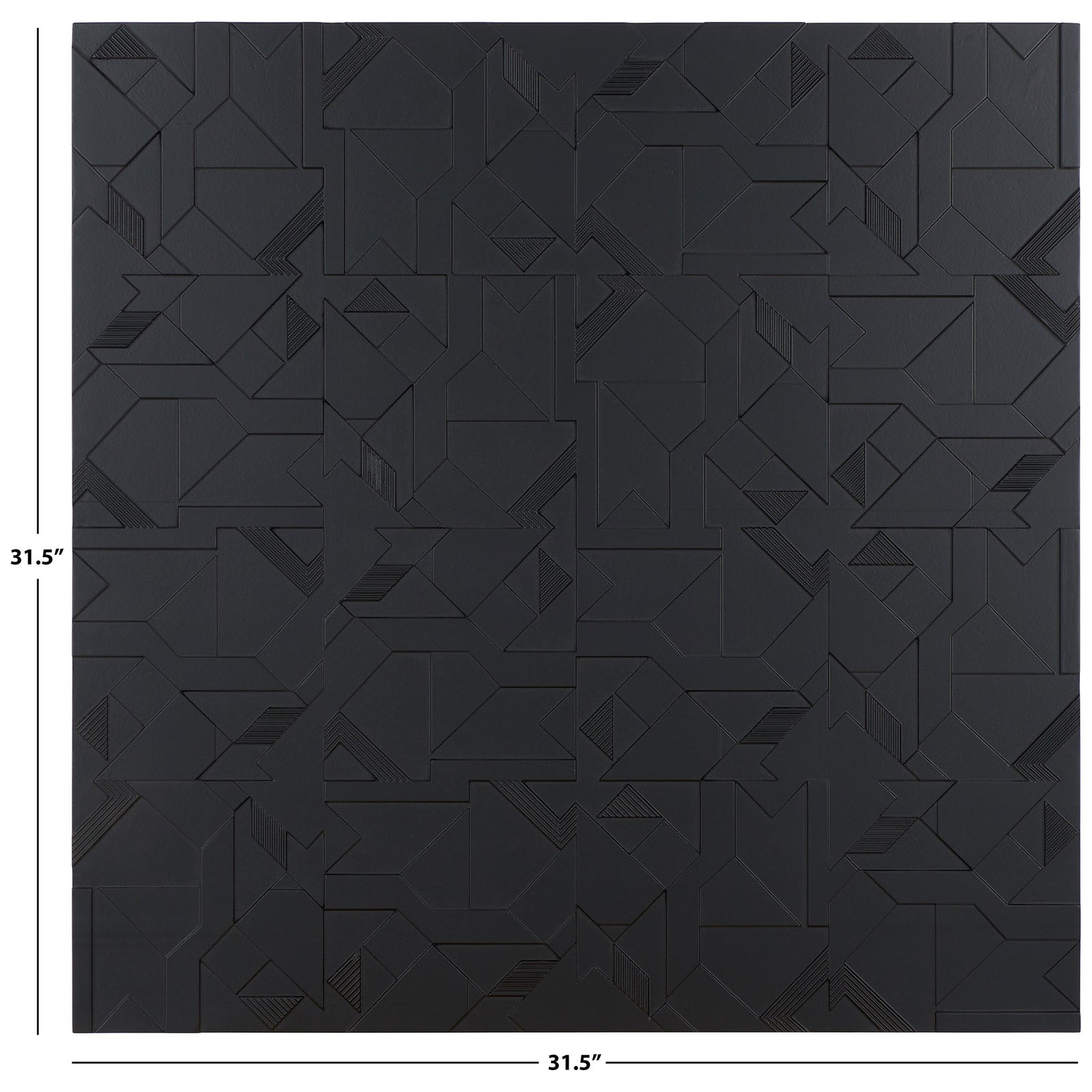 This square black geometric wall art measures 31.5 inches wide and 31.5 inches high. || WDC5023A || dimension_studio