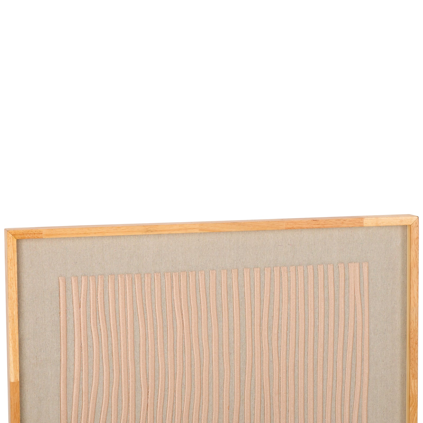 Delicate raised threads create a rhythmic pattern across linen within a pale wood frame || WLA1905A || detail_studio
