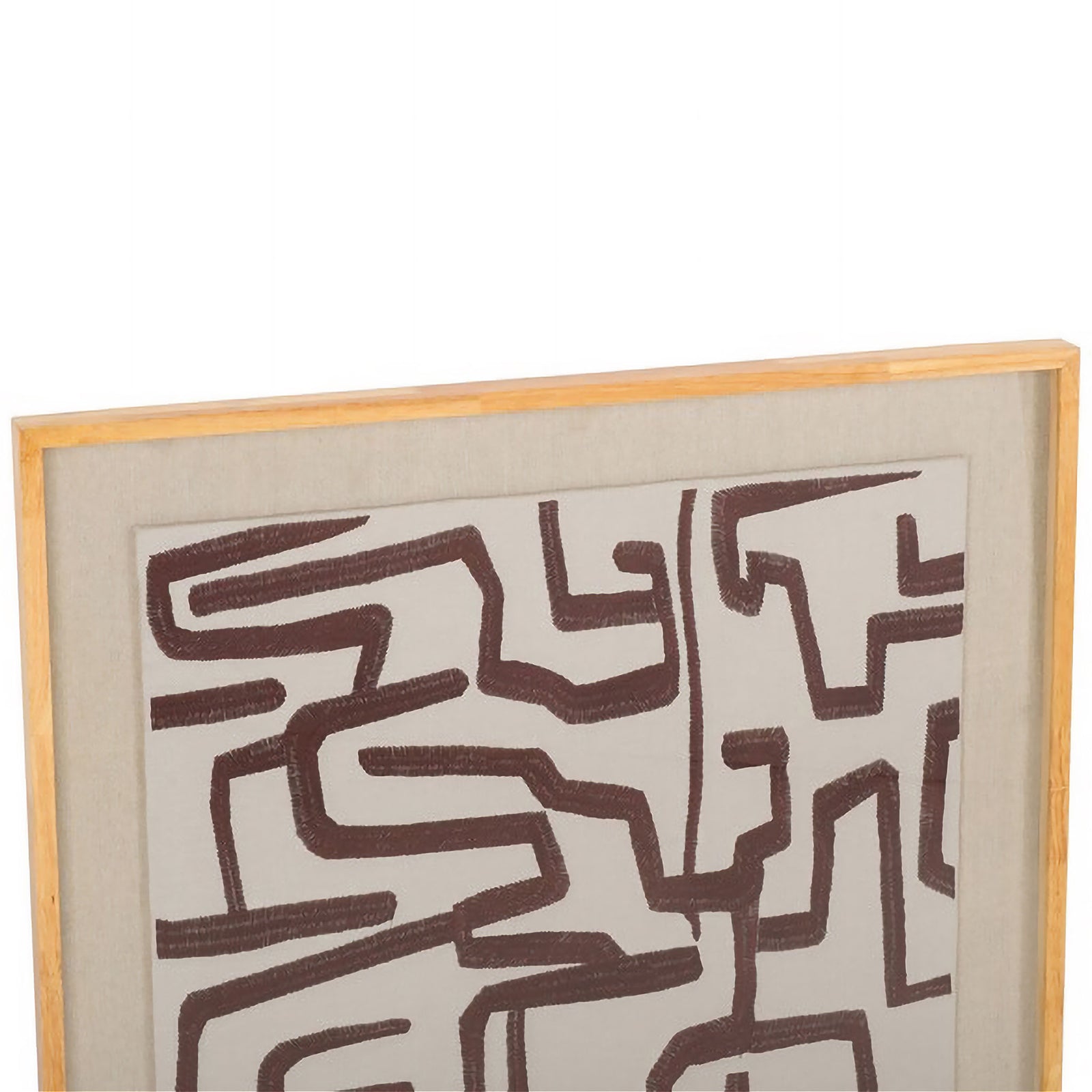 Light wood framing and a soft ivory mat balance textured chocolate brown lines || WLA1907A || detail_studio