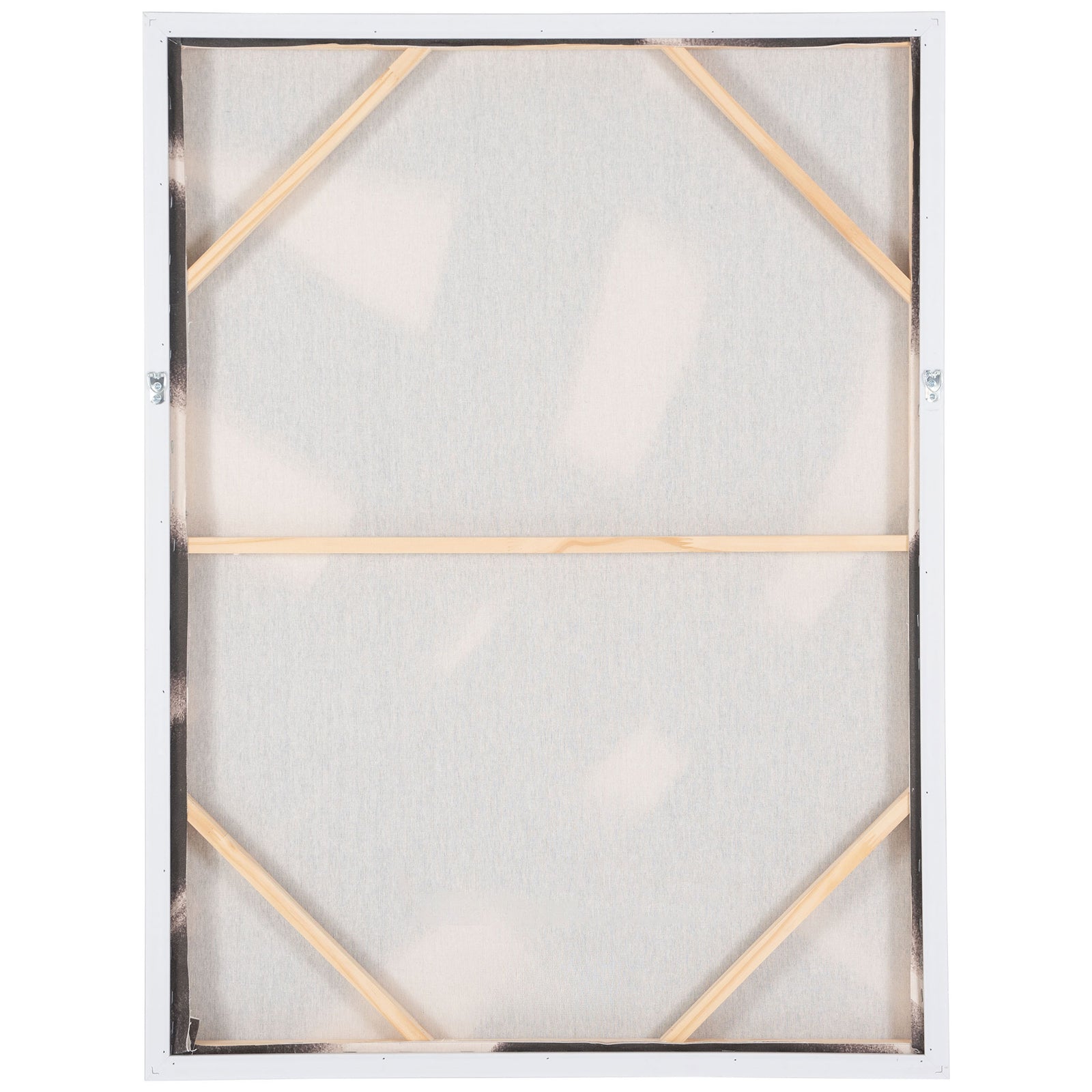 Stretched linen and diagonal wood corner braces give the canvas a sturdy frame || WLA2076A || back_studio