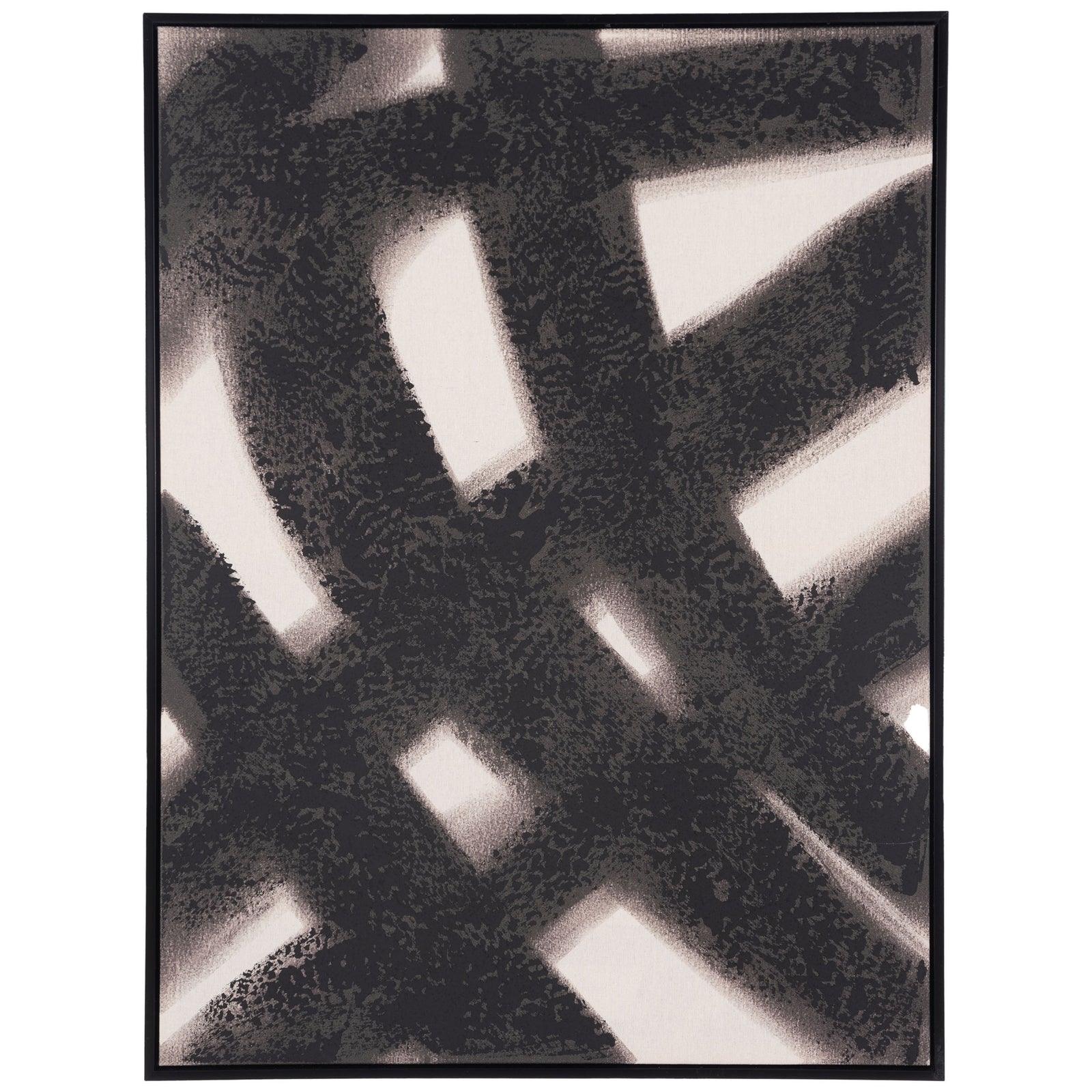 Sweeping, textured black strokes overlap a cream ground inside a slim black frame || WLA2076A || front_studio
