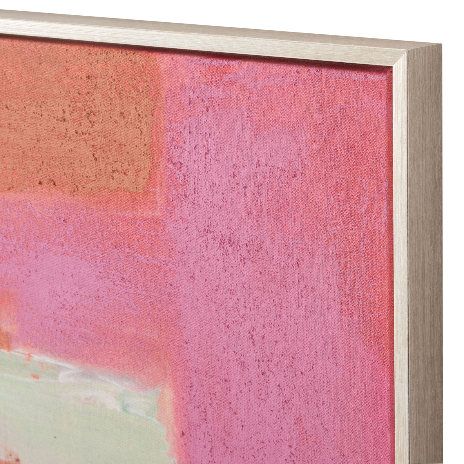 Textured pink and coral brushstrokes meet a sleek champagne-colored frame. || WLA2081A || detail_studio