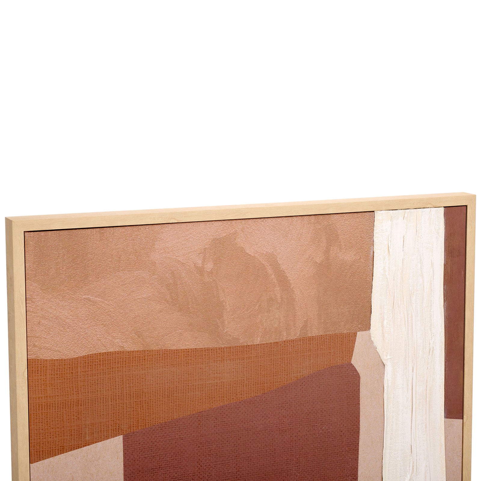 Layered terracotta and blush shapes contrast with raised ivory texture inside a light-toned frame || WLA3015A || detail_studio