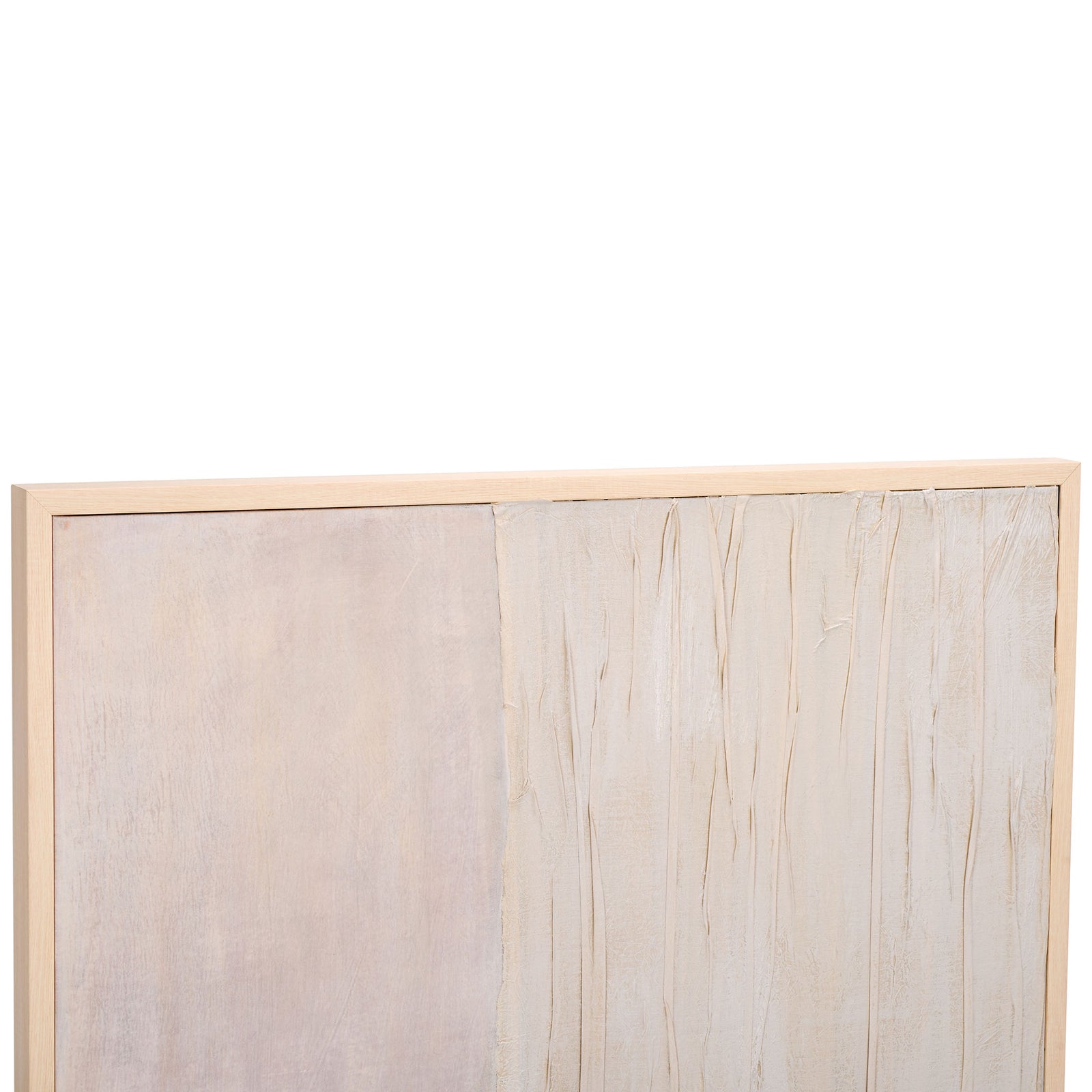 A slim, light-toned frame accents soft off-white brushwork and raised texture || WLA3016A || detail_studio