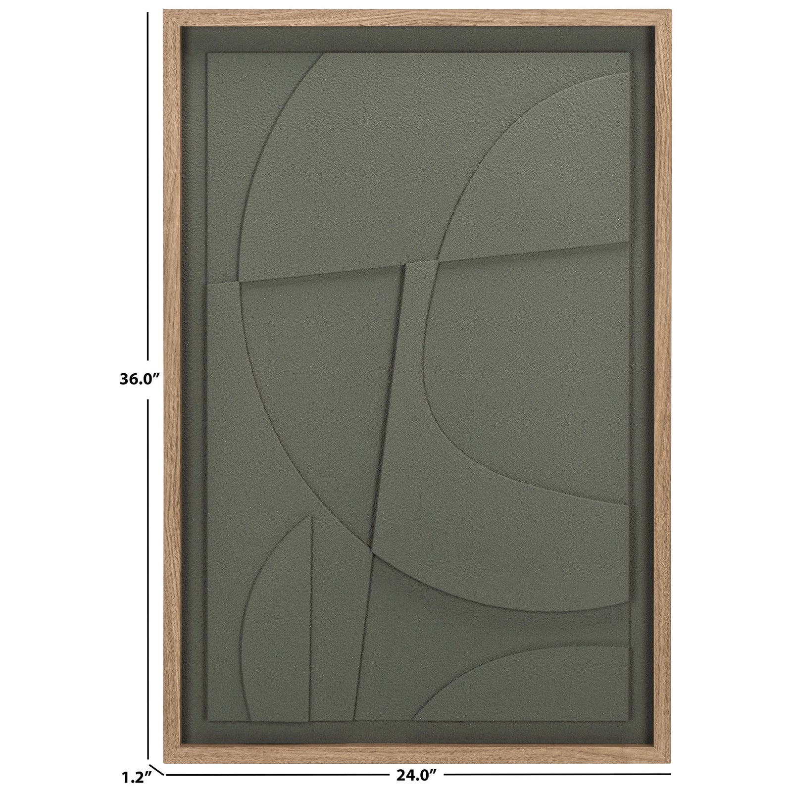 Dimensional green wall art measures 24 inches wide, 36 inches tall, and 1.2 inches deep || WLA3024A || dimension_studio