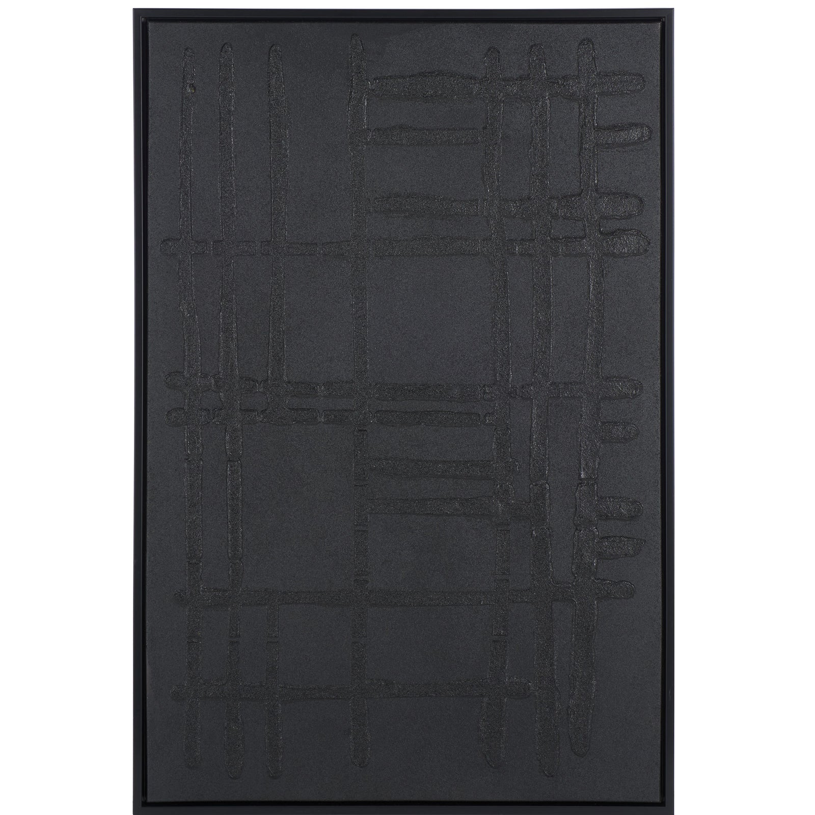 Black-framed canvas art features a subtle grid of raised vertical and horizontal strokes. || WLA3025A || front_studio