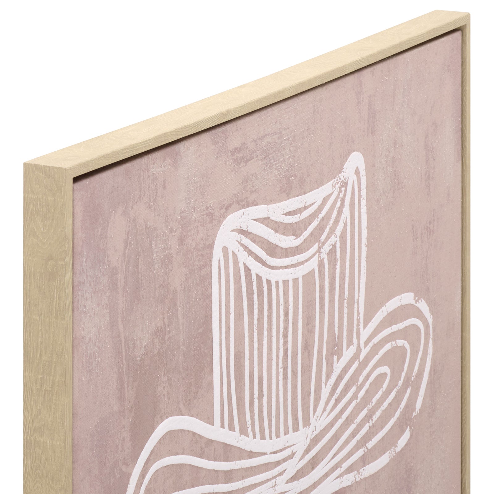 Softly mottled mauve canvas and flowing white hat lines are bordered by a slim, light-toned frame. || WLA3041A || detail_studio