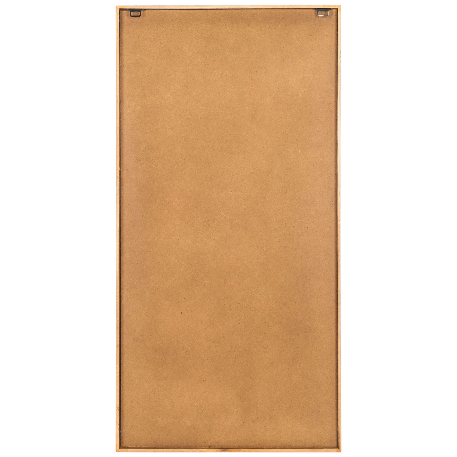 Light wood-framed wall art has a smooth backing and two hooks for vertical hanging || WLA9002A || back_studio