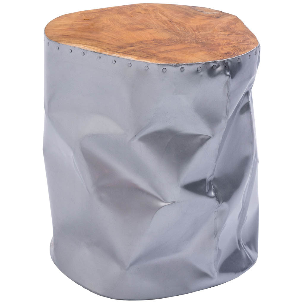 Cane Stool Table Silver