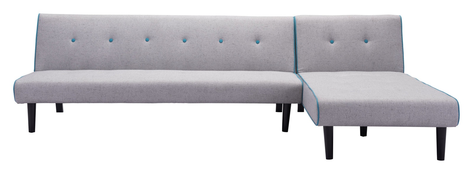 Glory Sleeper Sectional Light Gray With Aqua Trim