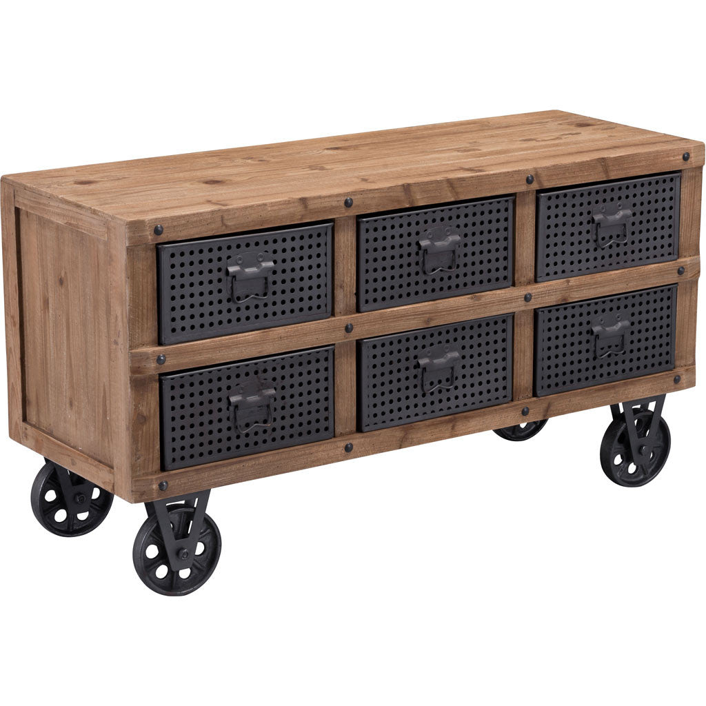 Goran Cabinet Natural Pine & Industrial Gray