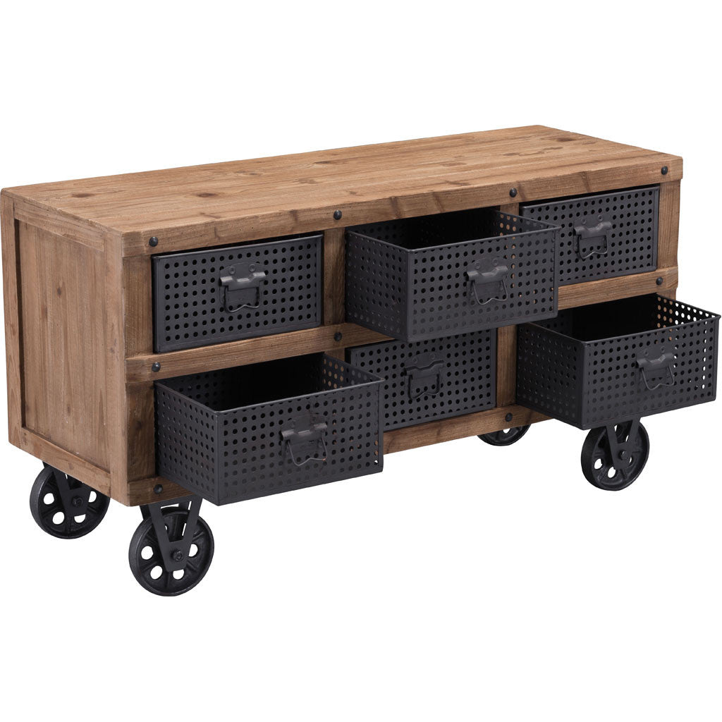 Goran Cabinet Natural Pine & Industrial Gray