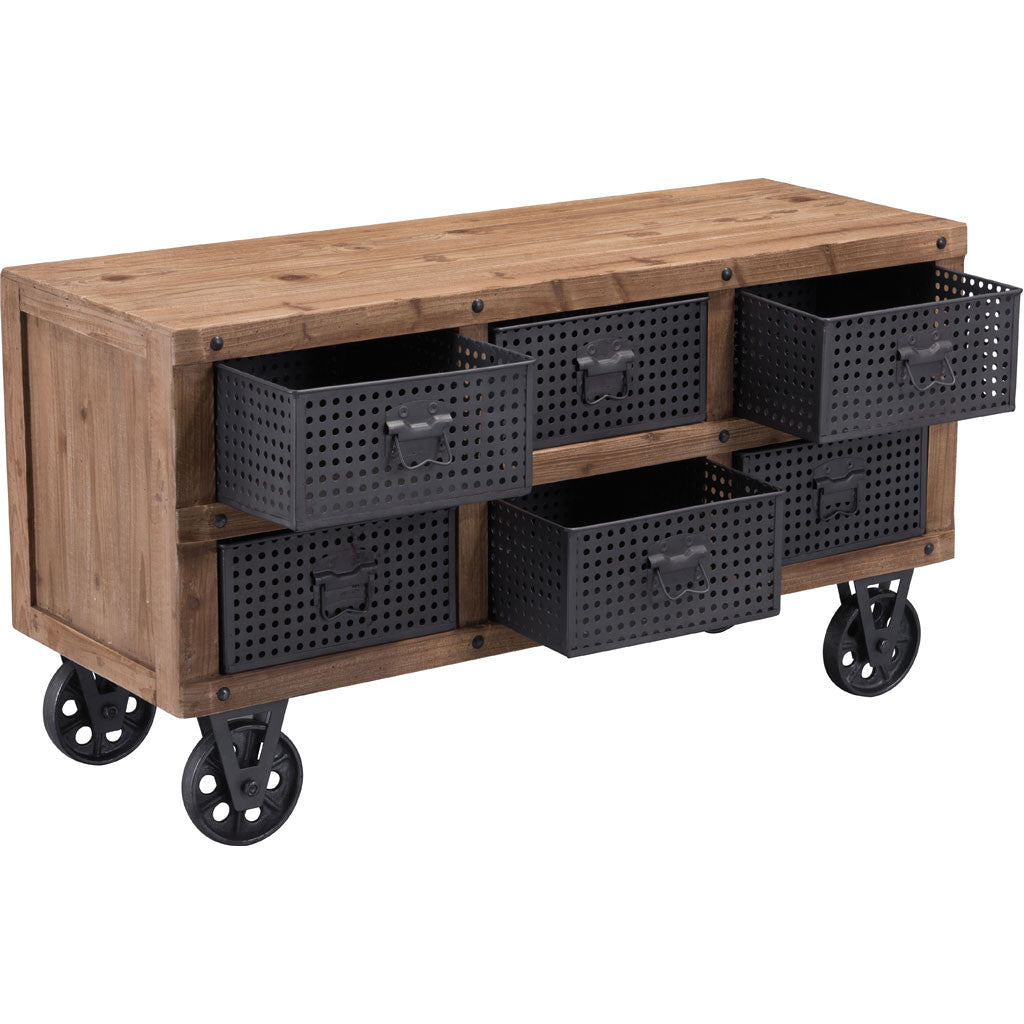 Goran Cabinet Natural Pine & Industrial Gray