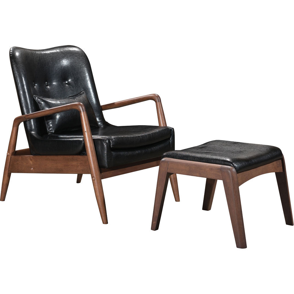Braden Lounge Chair & Ottoman Black