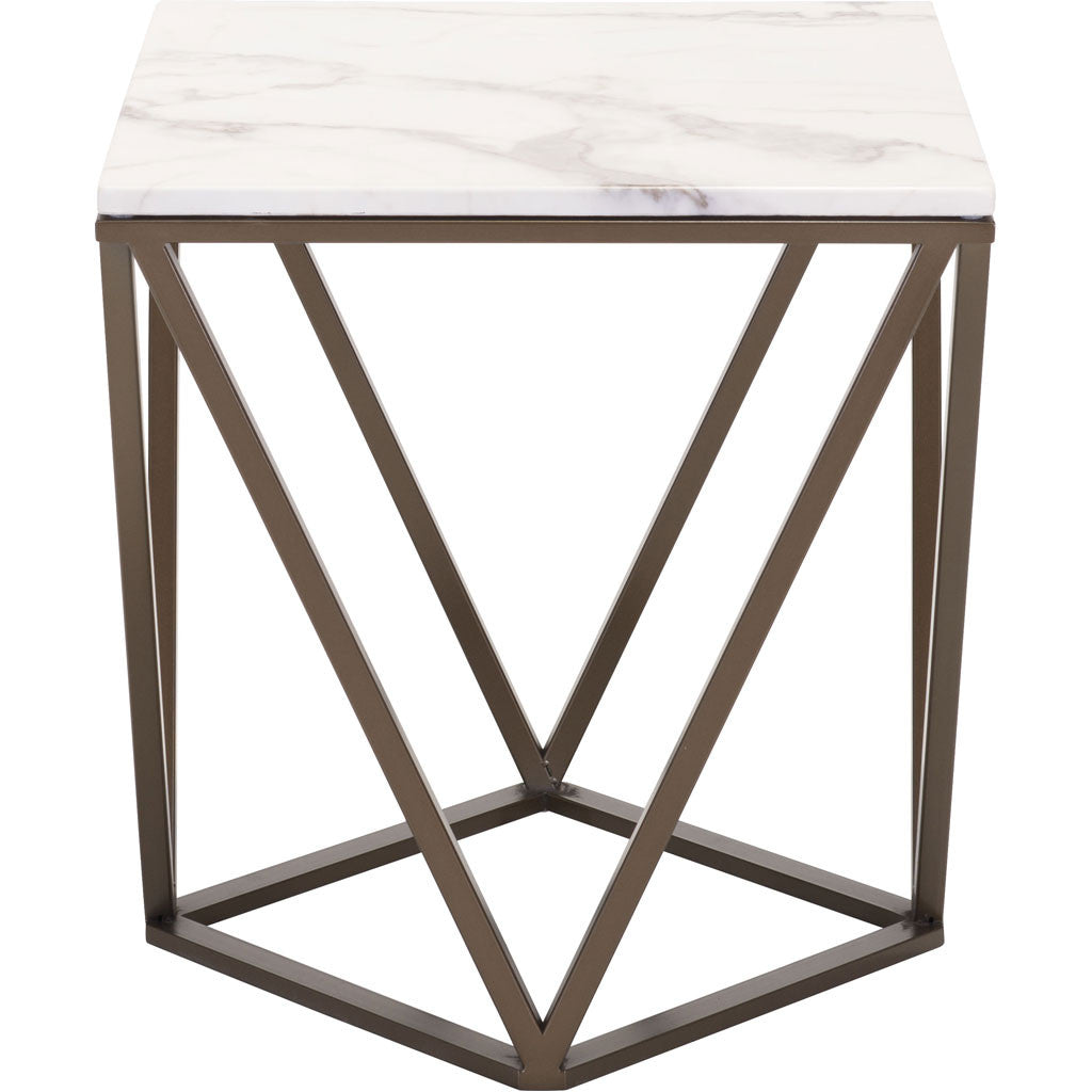 Titus End Table Stone & Antique Brass