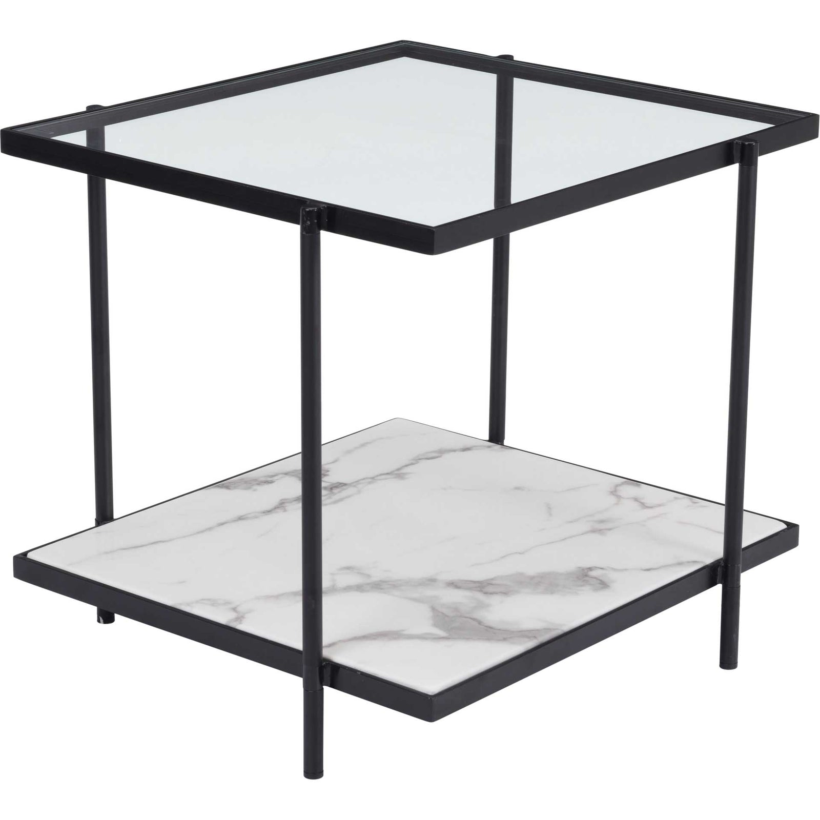 Watts End Table Matte Black/Stone