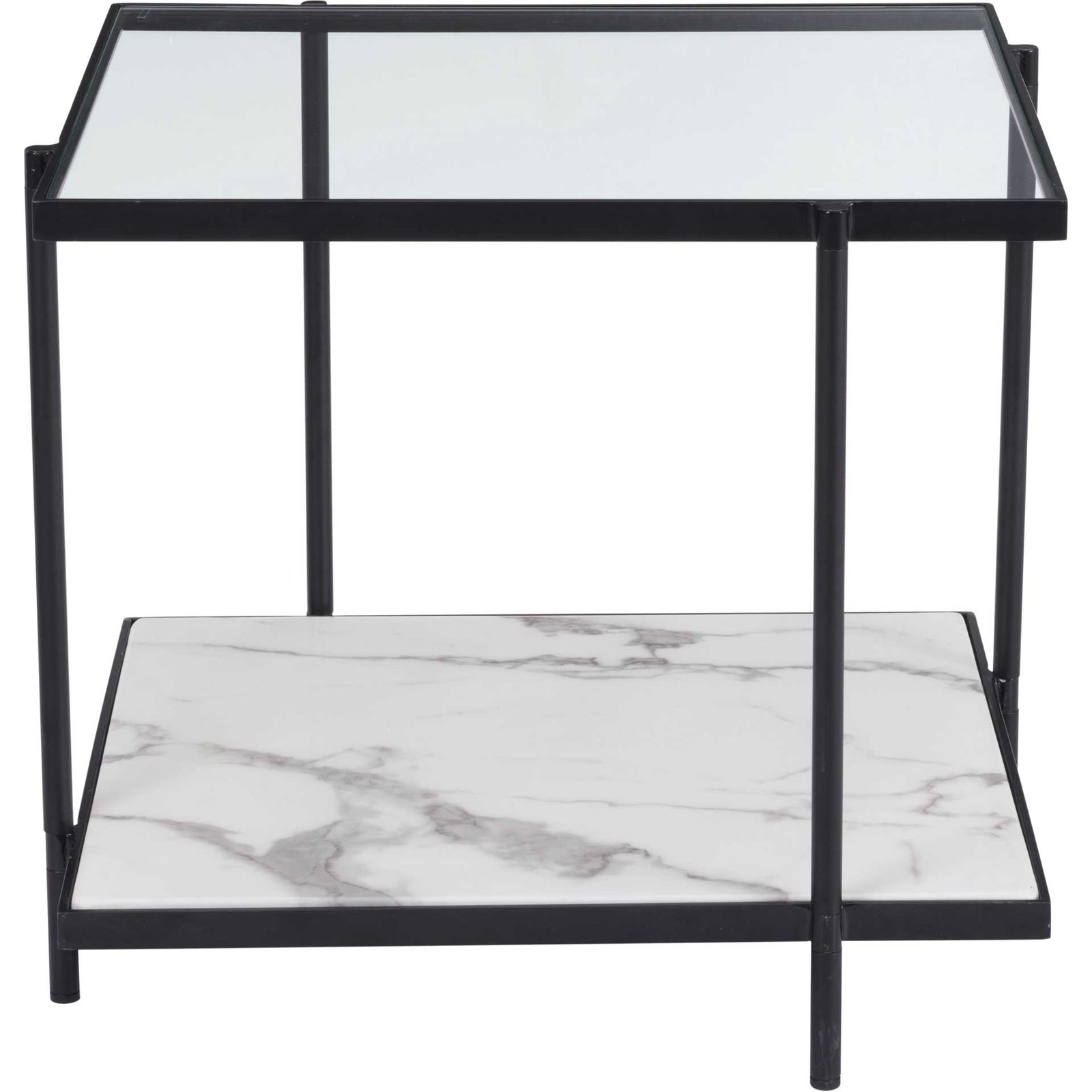 Watts End Table Matte Black/Stone