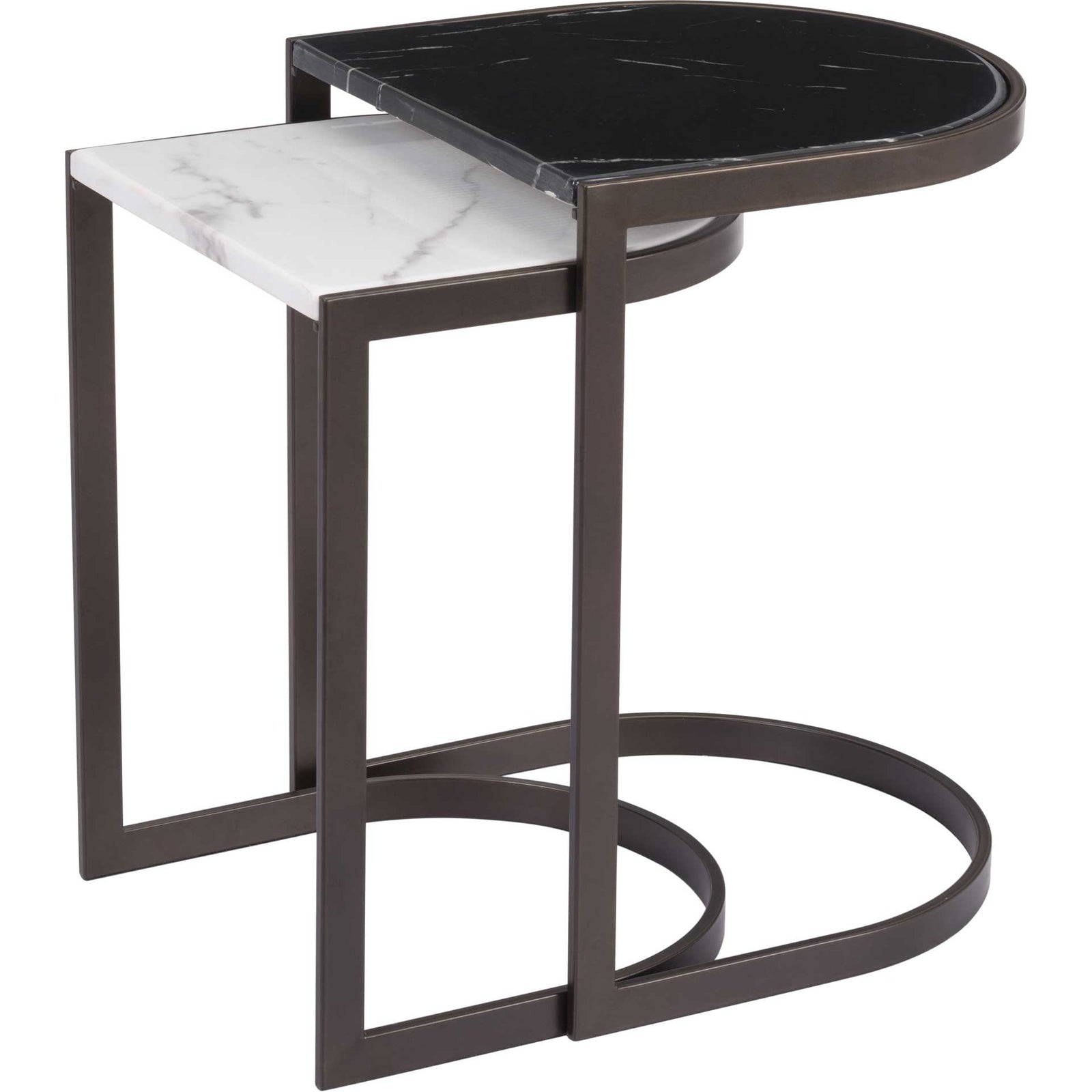 Shaw Nesting End Tables Black/Stone/Antique Brass