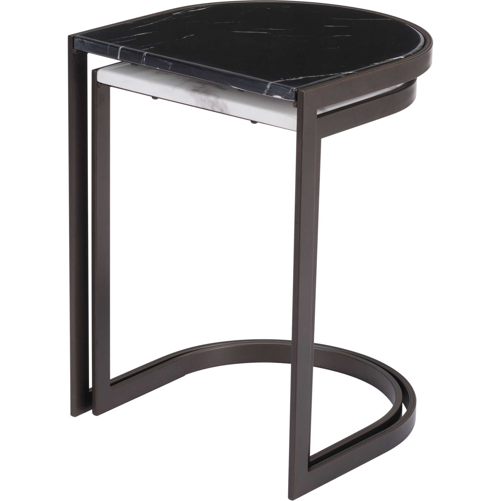 Shaw Nesting End Tables Black/Stone/Antique Brass