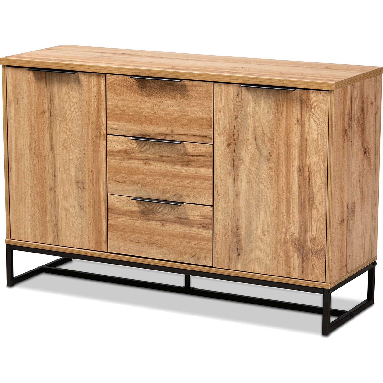Realyn 3-Drawer Sideboard Oak/Black