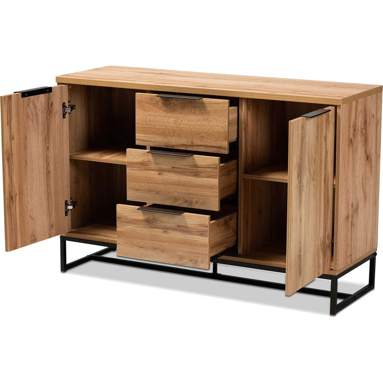 Realyn 3-Drawer Sideboard Oak/Black