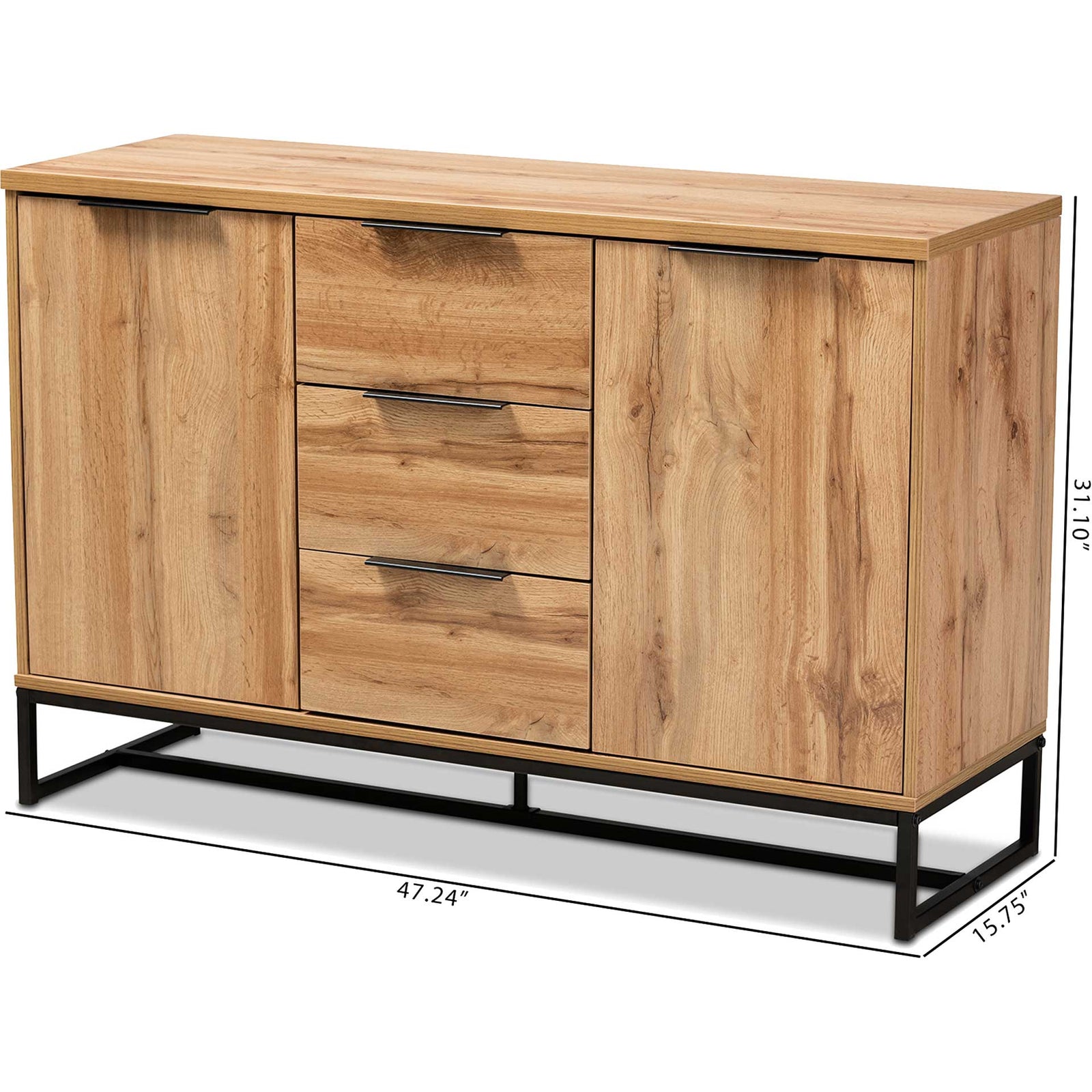 Realyn 3-Drawer Sideboard Oak/Black