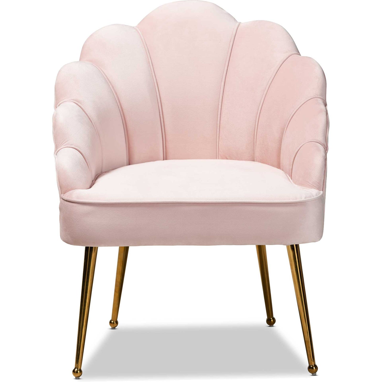 Ciarra Velvet Fabric Upholstered Chair Light Pink/Gold