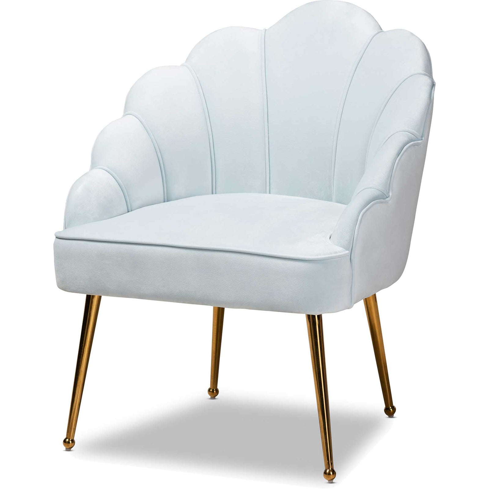 Ciarra Velvet Fabric Upholstered Chair Light Blue/Gold