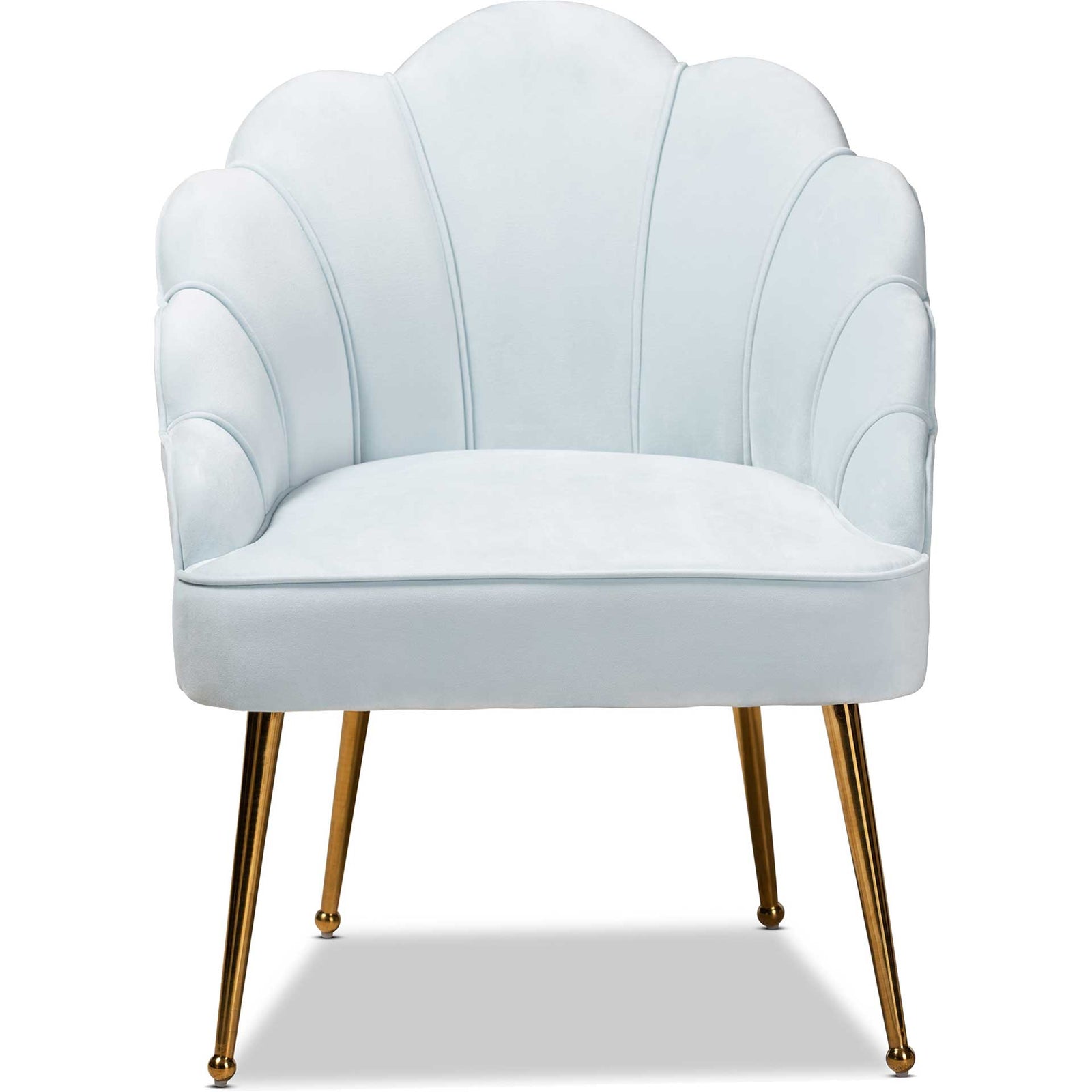 Ciarra Velvet Fabric Upholstered Chair Light Blue/Gold