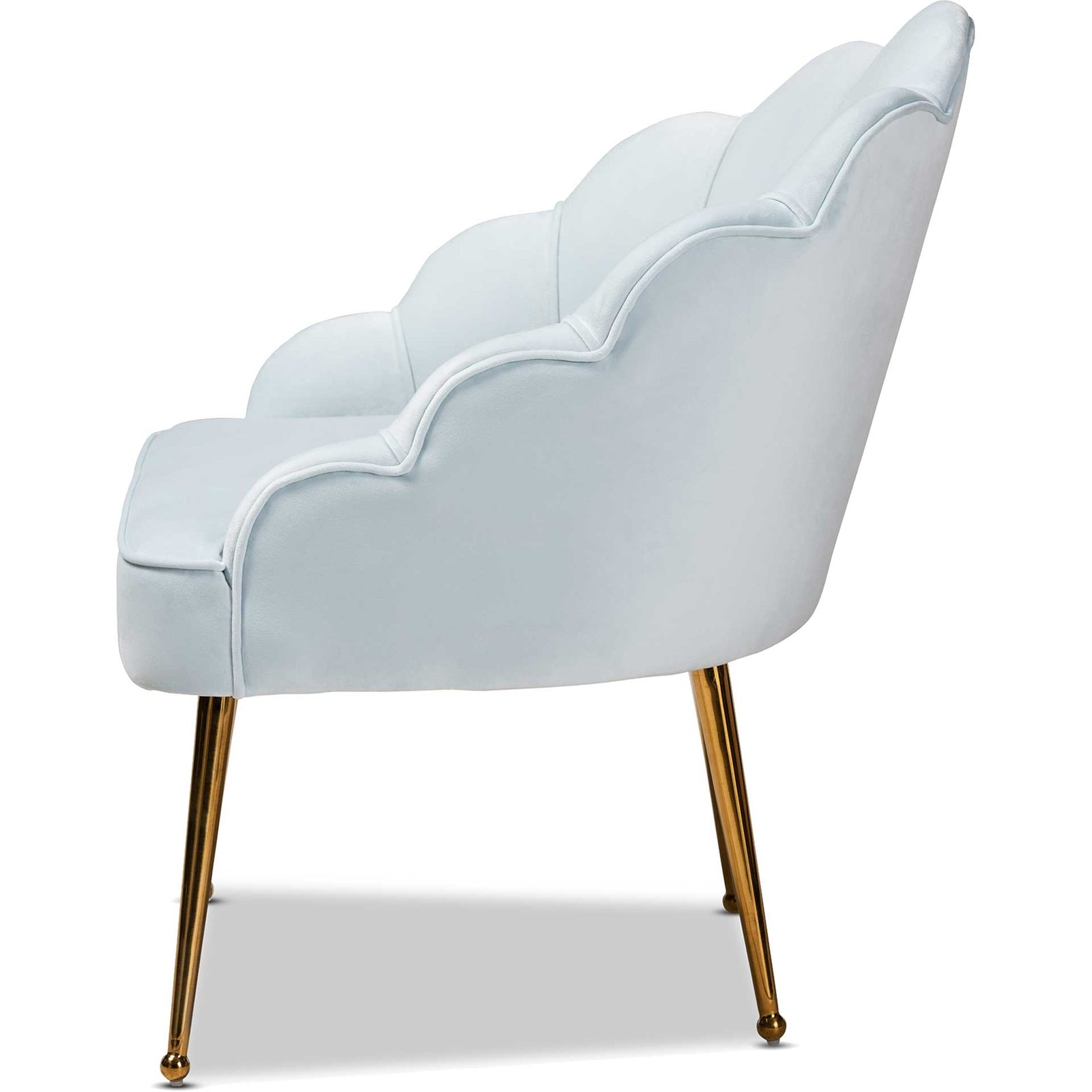 Ciarra Velvet Fabric Upholstered Chair Light Blue/Gold
