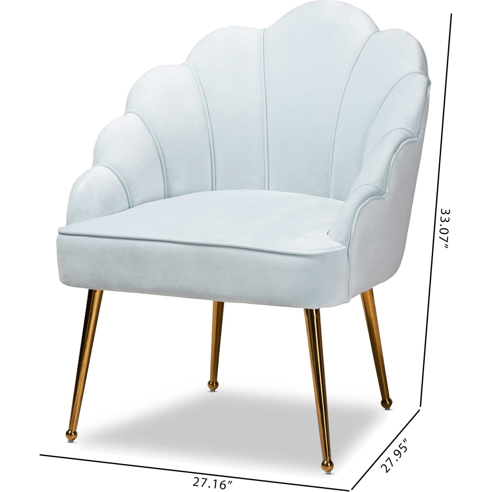 Ciarra Velvet Fabric Upholstered Chair Light Blue/Gold