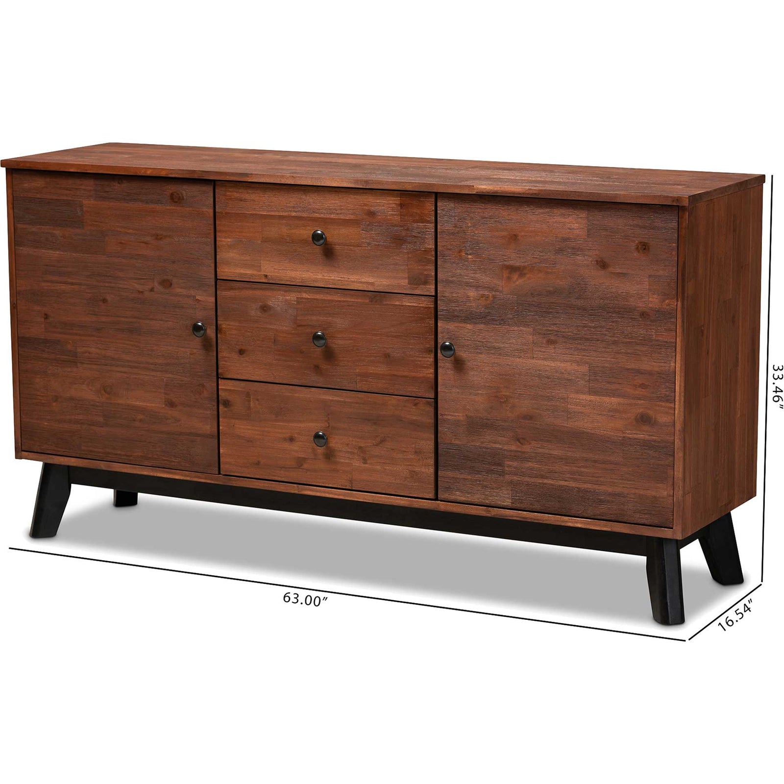 Caroline 2-Door Wood Sideboard Brown/Black