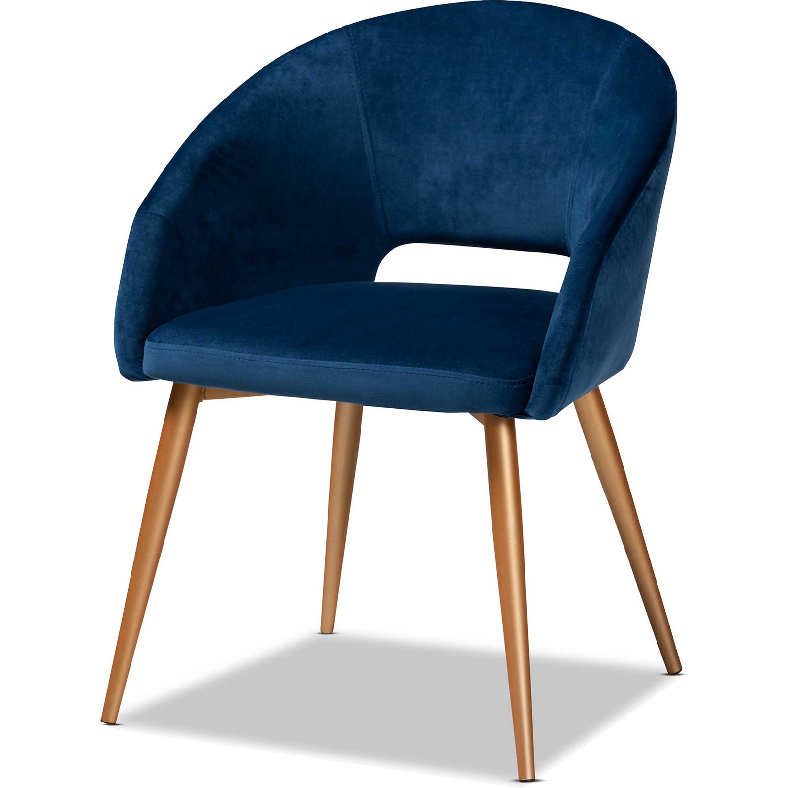 Victor Velvet Fabric Upholstered Dining Chair Navy/Gold