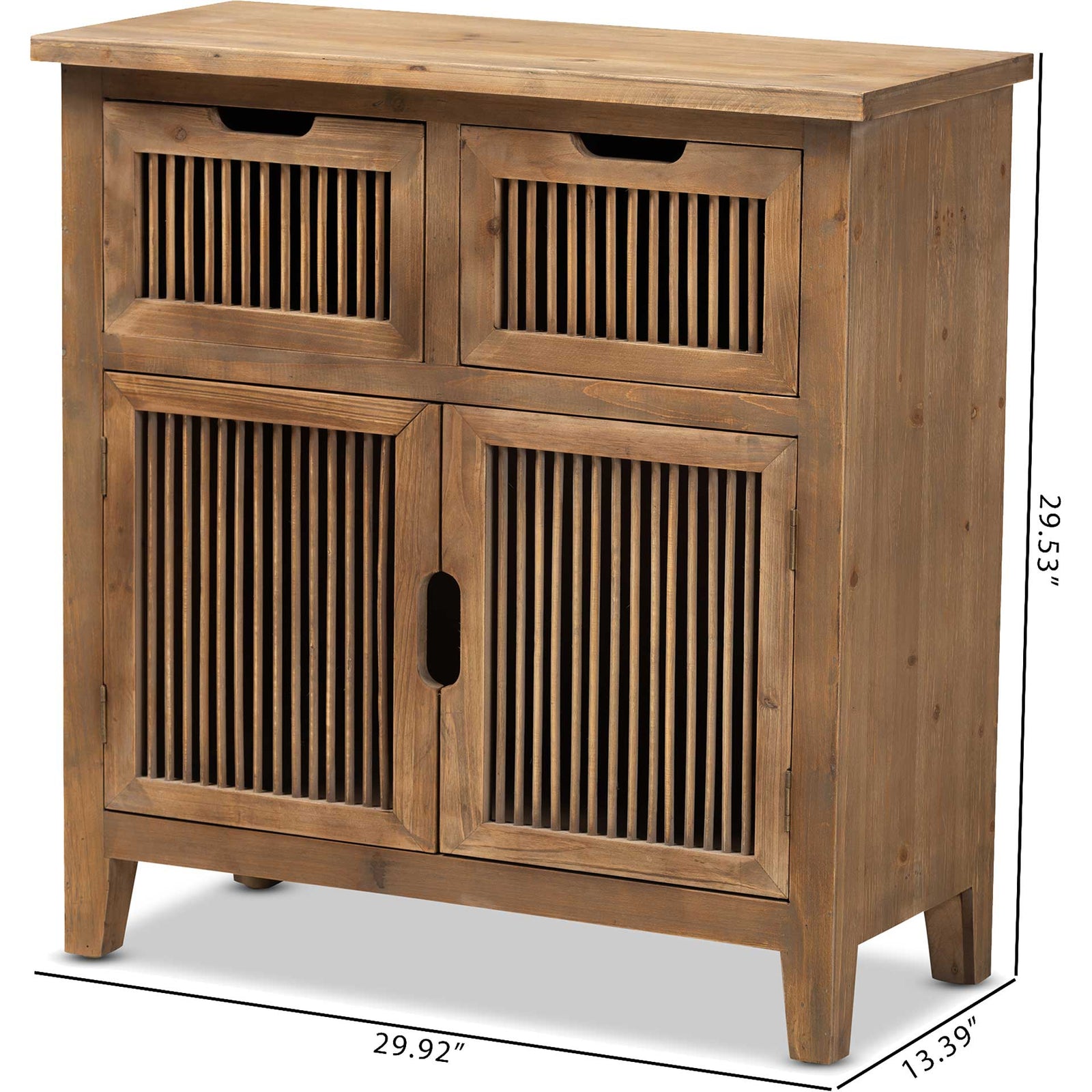 Claudia 2-Door and 2-Drawer Spindle Storage Cabinet Brown