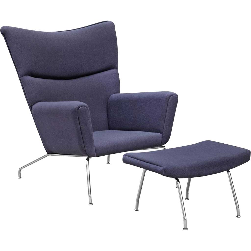 Wind Chair and Ottoman in Wool Gray