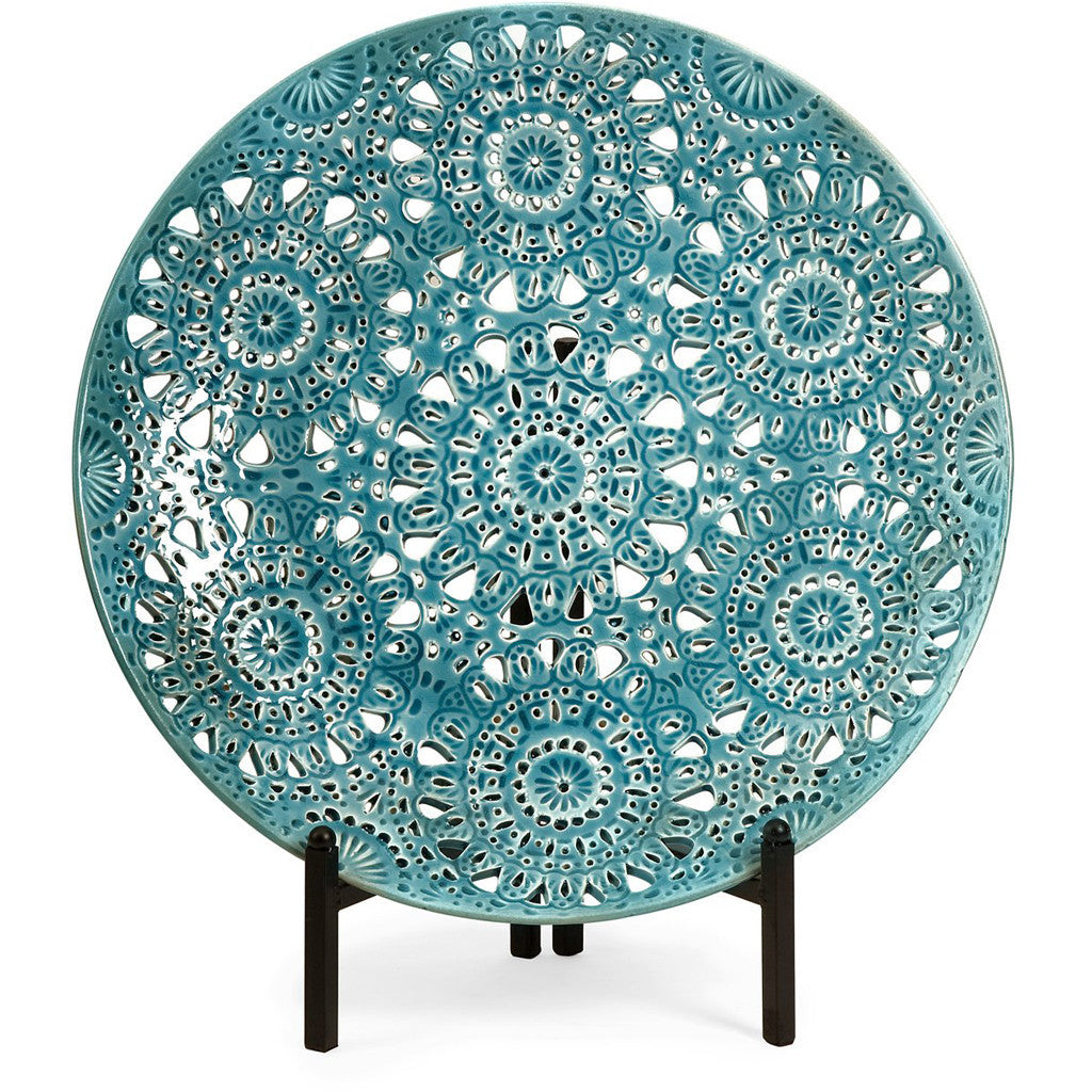 Labette Floral Pierced Charger with Iron Stand