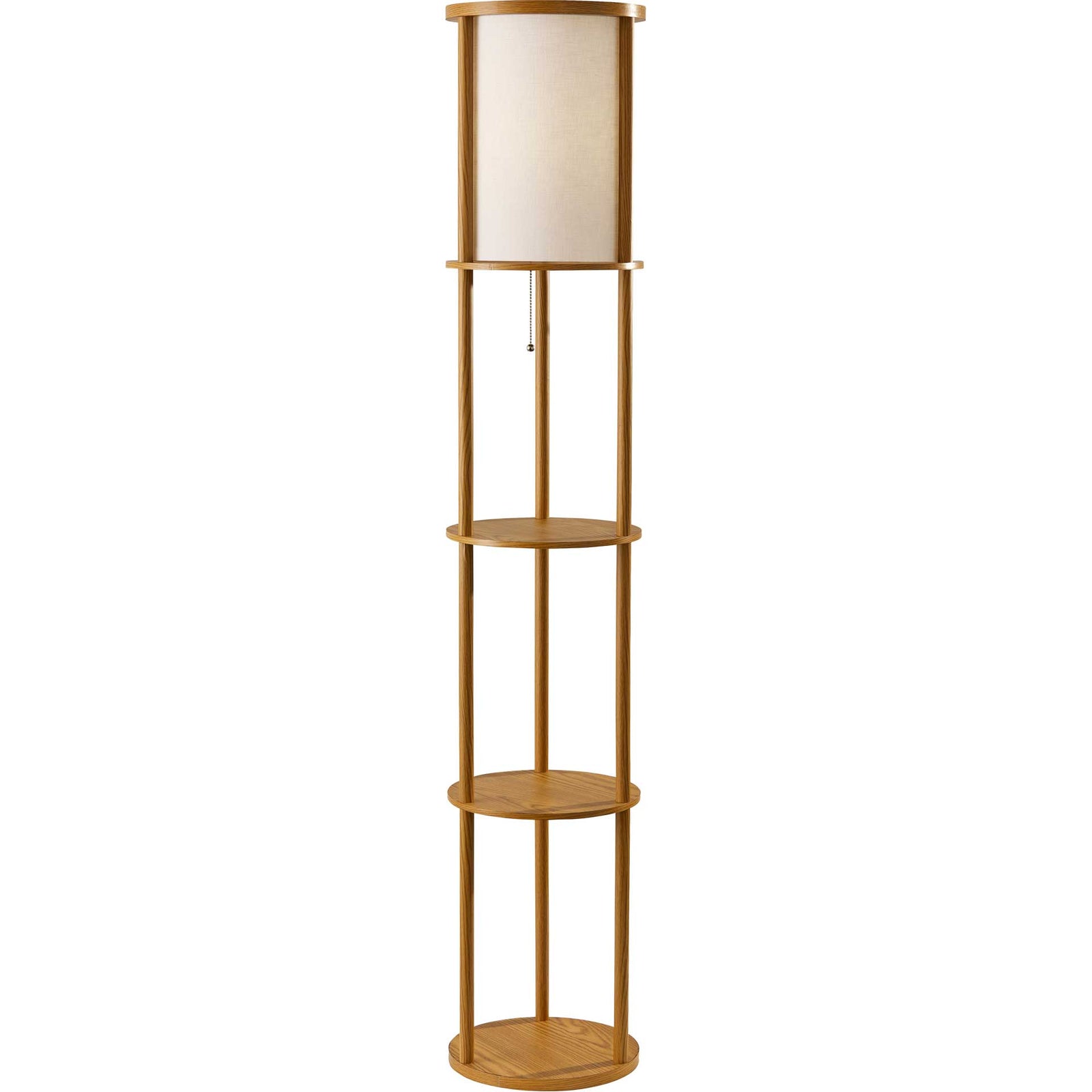 Stavanger Round Shelf Floor Lamp Natural/Brown
