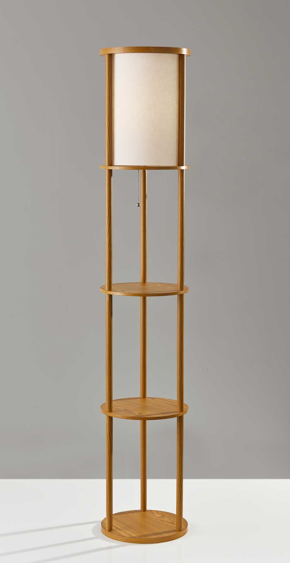 Stavanger Round Shelf Floor Lamp Natural/Brown