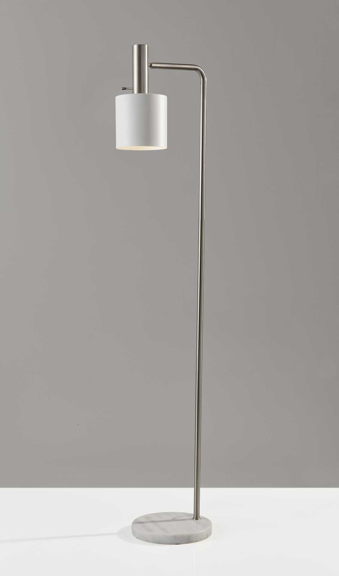 Epinal Floor Lamp Brushed Steel/White