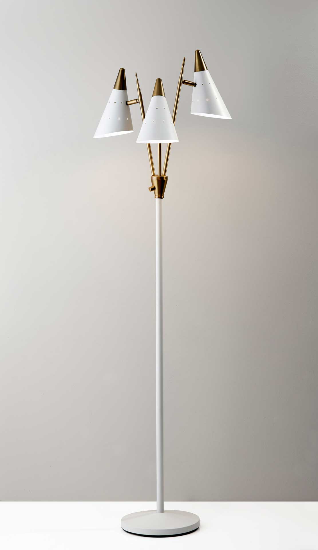 Nancy 3-Arm Floor Lamp White/Brass