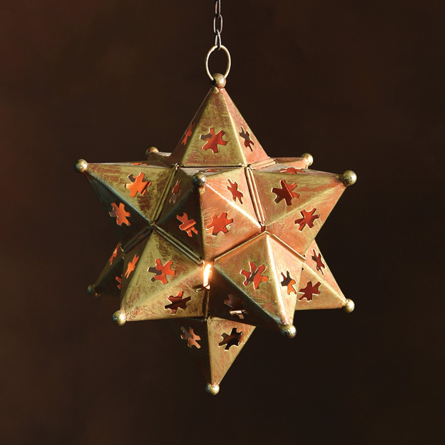 Octavia Hanging Star Metal Lantern Antique Gold