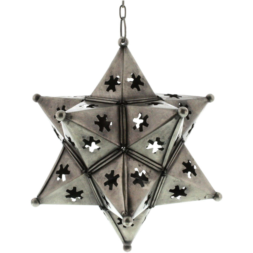 Octavia Hanging Star Metal Lantern Antique Silver